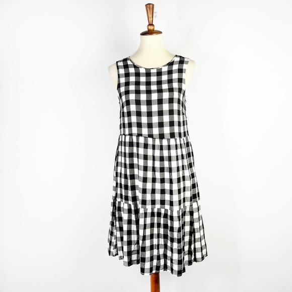 Black and White gingham check plaid cotton dress Size XS/S - Picture 1 of 7